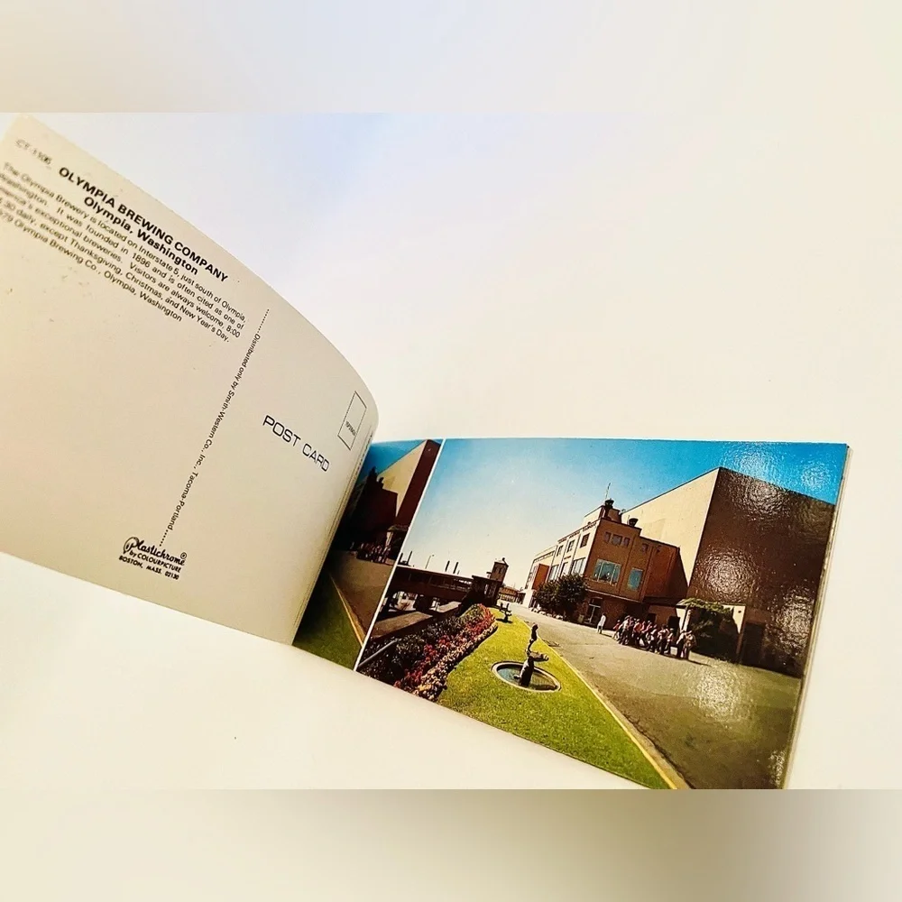 Vintage Olympia Beer Postcard Booklet Olympia Brewing Co. 1979 Brewery Photos